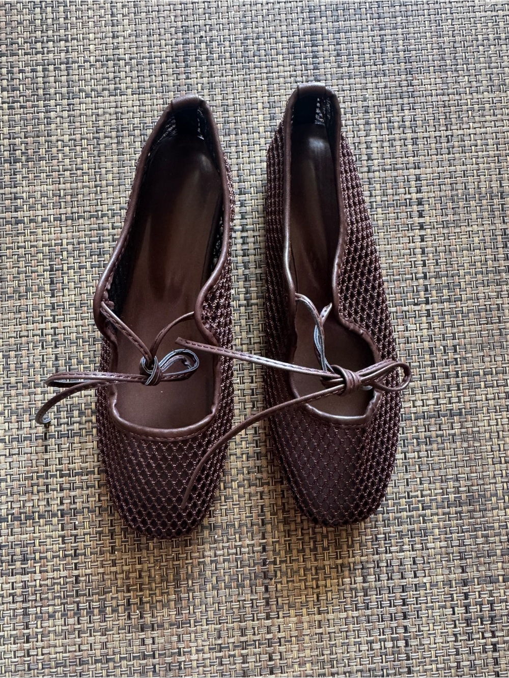NWOT Women's Brown Mesh Ballet Flats with Bow size 8